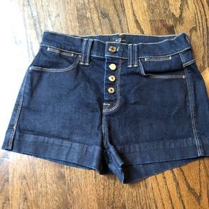 7 for all mankind high waisted jean shorts size 25